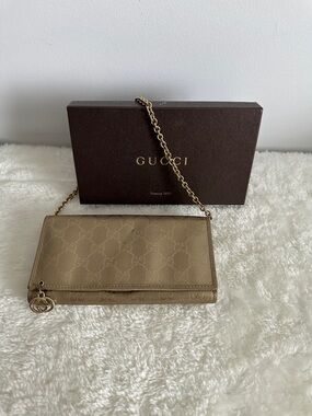 Gucci Gold Monogram Chain Wallet Shoulder Bag